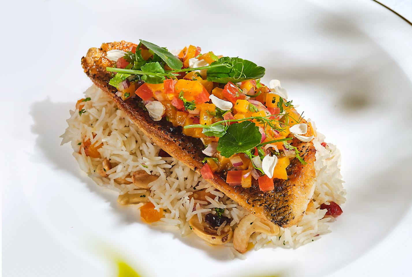 Pan Seared Seabass with Rice Pilaf(1)