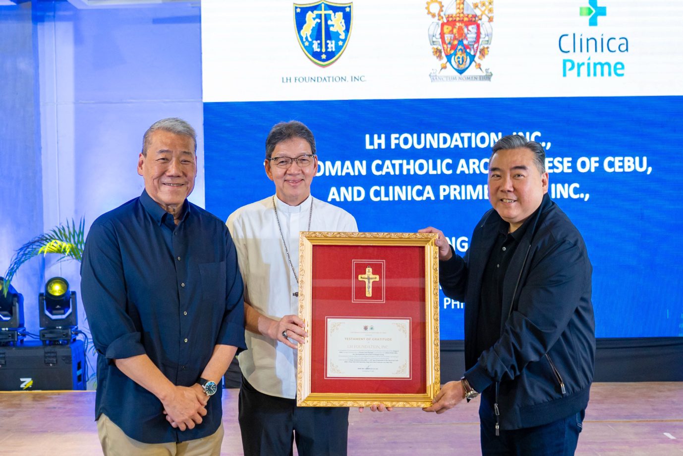 A group of men holding a framed picture AI-generated content may be incorrect.