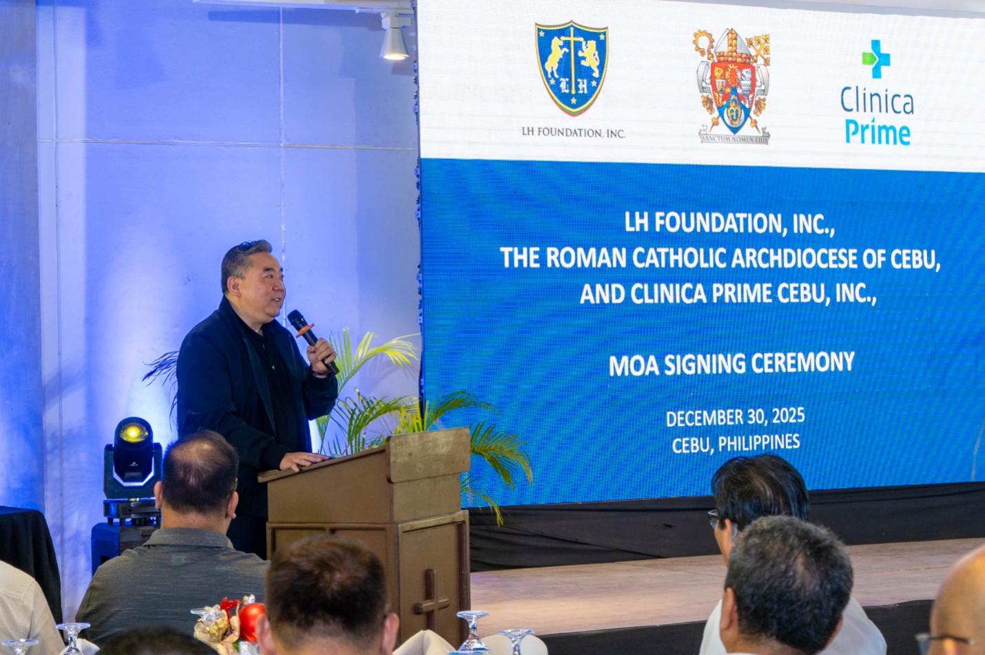 A person standing at a podium with a microphone AI-generated content may be incorrect.