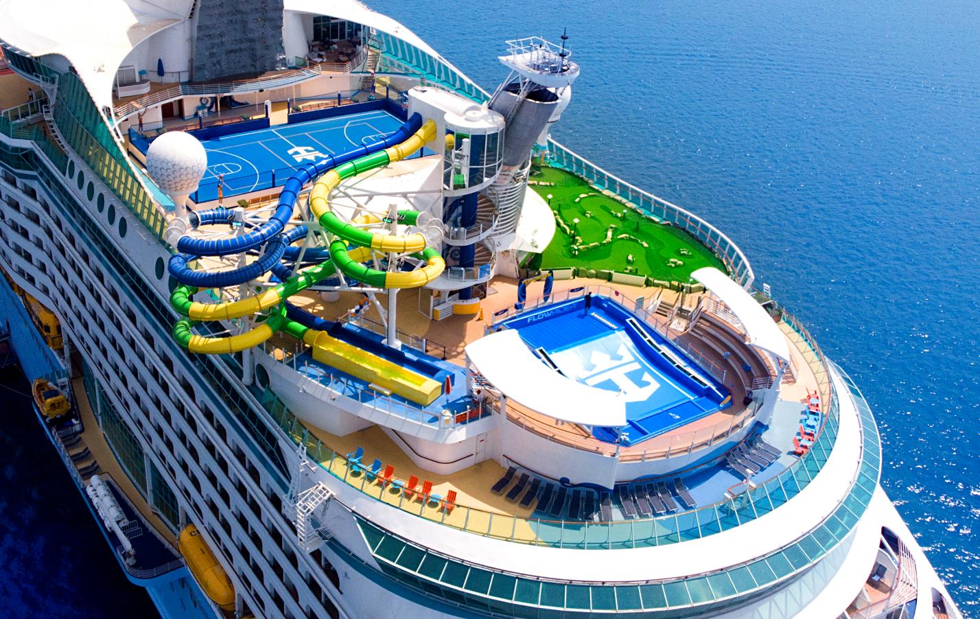 Voyager of the Seas features adventures for vacationers of all ages to make memories, including The Perfect Storm duo of racing waterslides, the FlowRider surf simulator, mini golf and more (2)